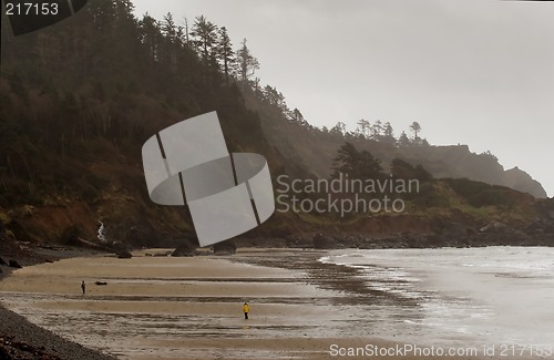 Image of People Walking, Indian Beach, Winter