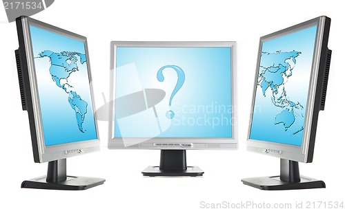 Image of monitors and world map