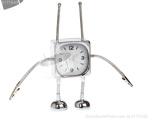 Image of Metal alarm-clock on a white background