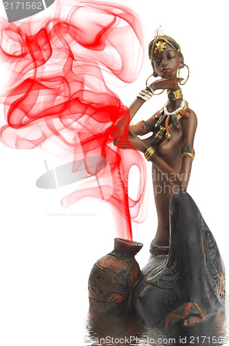 Image of Figurine of the African girl on a white background