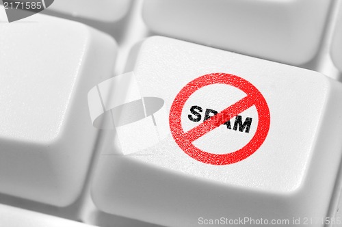 Image of The button with an emblem of an antispam on the keyboard.