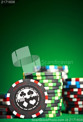 Image of gambling chips with copy space