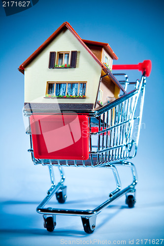 Image of shopping cart and house