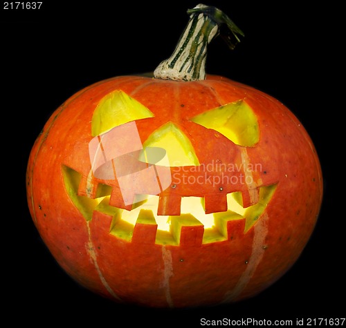 Image of scary old jack-o-lantern on black.