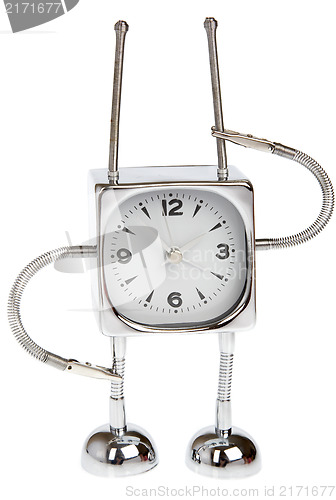 Image of Metal alarm-clock on a white background