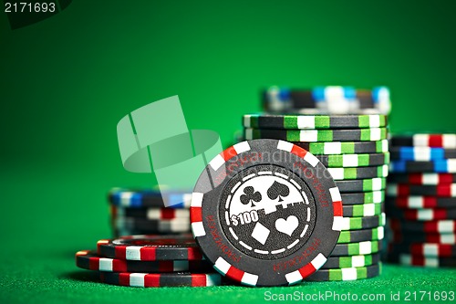 Image of gambling chips with copy space