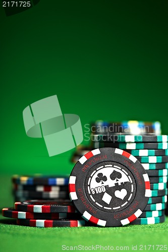 Image of gambling chips with copy space