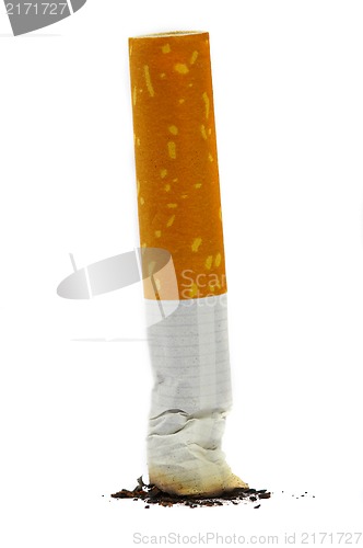 Image of The extinguished stub of a cigarette. A bad habit. 