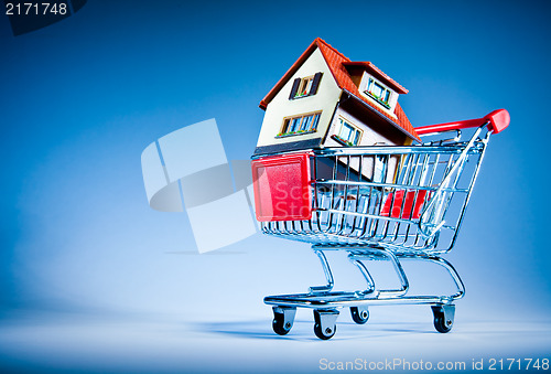 Image of shopping cart and house