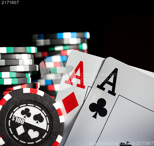 Image of gambling chips and aces