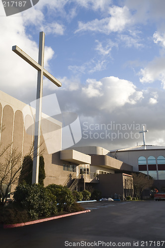 Image of Church, Cross, and Blue Sky