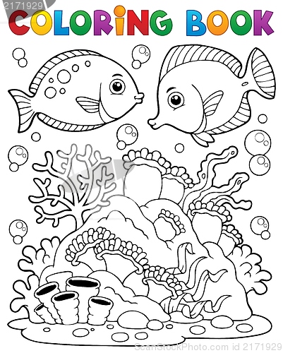 Image of Coloring book coral reef theme 1