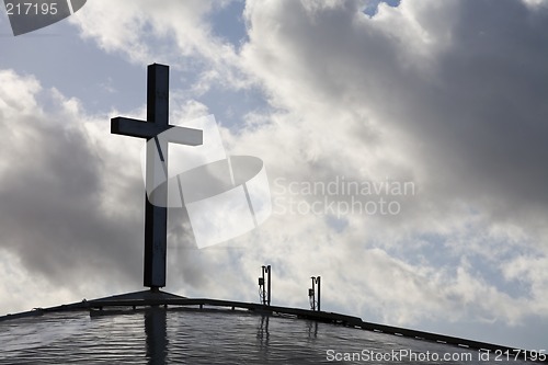 Image of Cross, Blue Sky, and Clouds