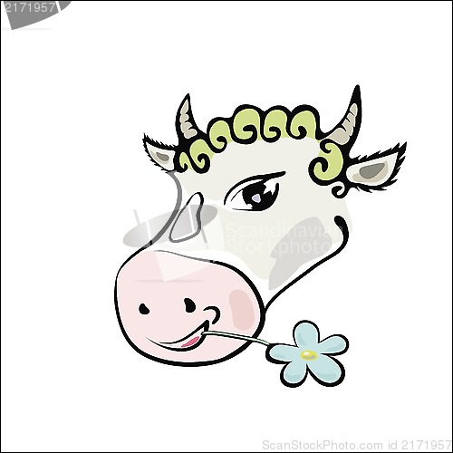 Image of colorful picture with a cow