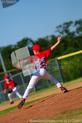 Image of Young little league pitcher