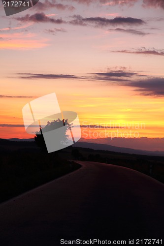 Image of sunset on the road 