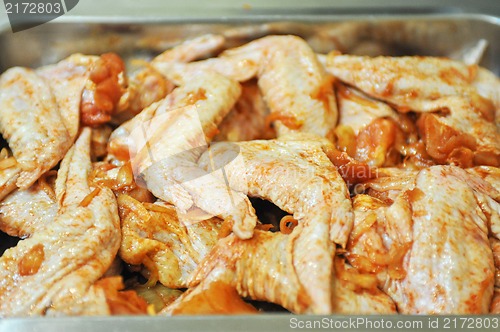 Image of marinated chicken meat shashlik