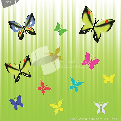 Image of green background with butterflies