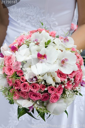 Image of Bride with wedding bouquet