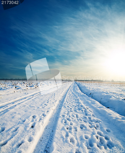 Image of rural road under snow