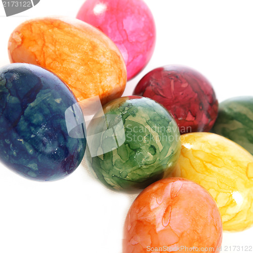 Image of Collection of colourful marbled Easter Eggs
