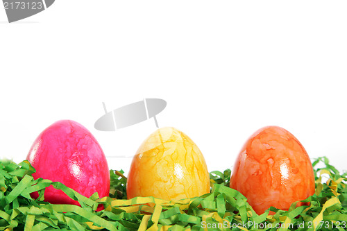 Image of Colourful marbled Easter Eggs greeting card