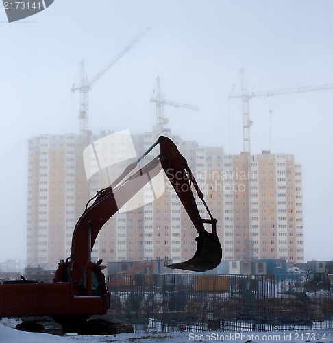 Image of Excavator in construction site