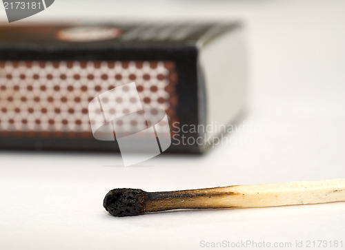 Image of Burnt match and matchbox