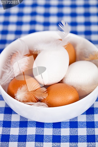 Image of brown and white eggs