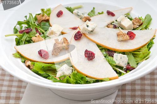 Image of Fresh pears arugula gorgonzola cheese salad