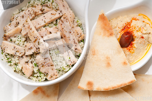 Image of chicken taboulii couscous with hummus