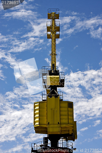 Image of sky clouds and yellow crane in  buenos aires 