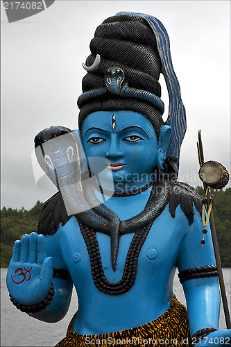 Image of  blue wood statue of  Hinduism  