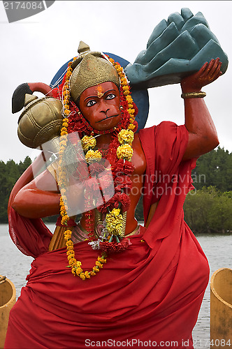 Image of marble wood statue of a Hinduism  monkey 