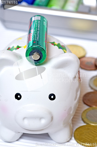 Image of Piggy bank with accu