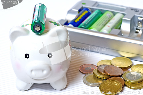 Image of Piggy bank with accu