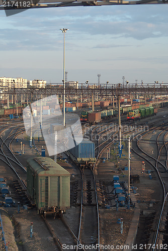 Image of Freight Trains and Railways on big railway station