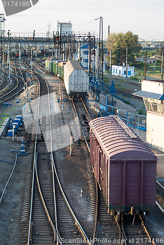 Image of Freight Trains and Railways on big railway station