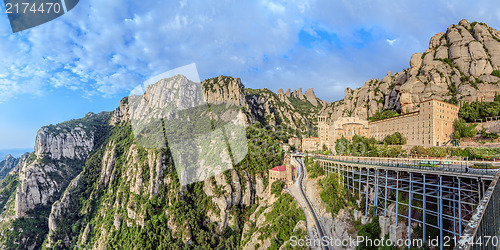 Image of Santa Maria de Montserrat monastery, Catalonia, Spain. Panoramic