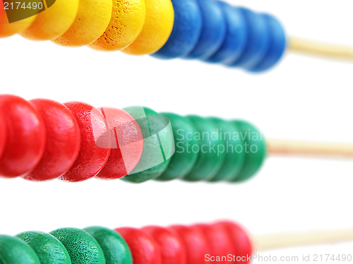 Image of detail of a wooden abacus