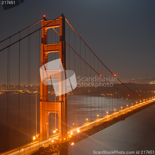 Image of Golden Gate by night from Marin Headlands, San Francisco, California