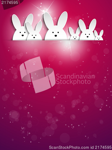 Image of Happy Easter Rabbit Bunny on Purple Background