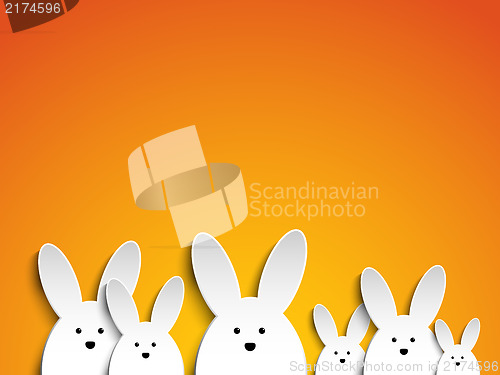 Image of Happy Easter Rabbit Bunny on Orange Background