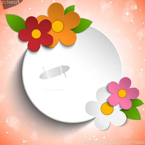 Image of Beautiful Spring Flowers Red Background 
