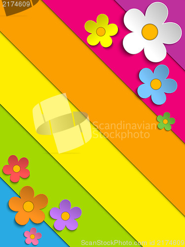 Image of Beautiful Spring Flowers Rainbow Background 