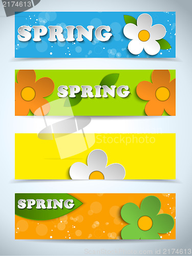 Image of Beautiful Spring Flowers Set of Banners