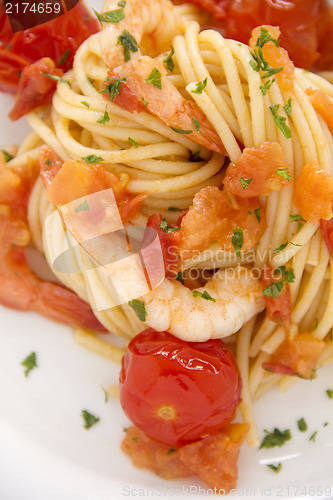 Image of Cherry Tomato And Shrimp Pasta.