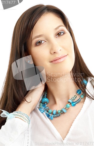 Image of lovely brunette in white shirt