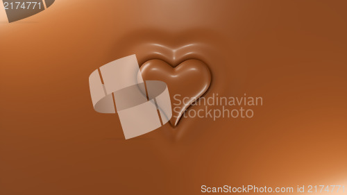 Image of Heart shape splashes on the hot chocolate surface 