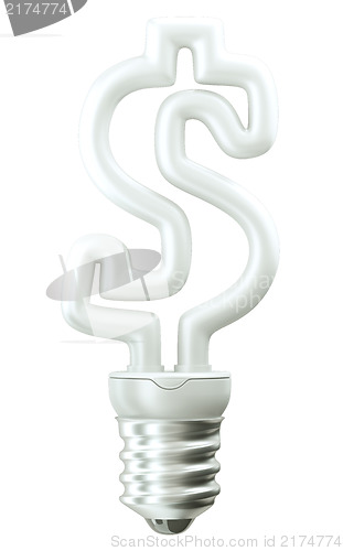 Image of Profit: Dollar ccurrency symbol light bulb on white